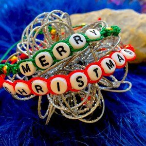 Merry Christmas braided handmade set bracelet